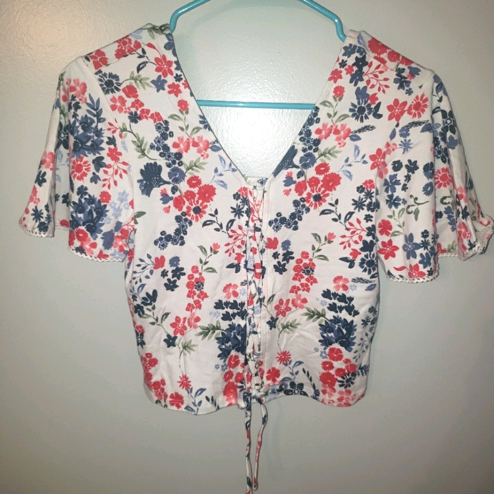 Floral Summer V Neck Blouse